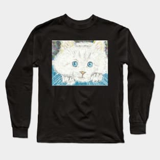 White cat  face  art Long Sleeve T-Shirt